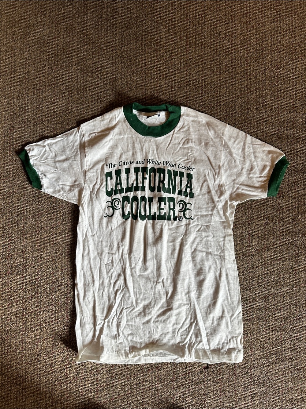 VTG California Cooler White and Green Ringer T-Shirt